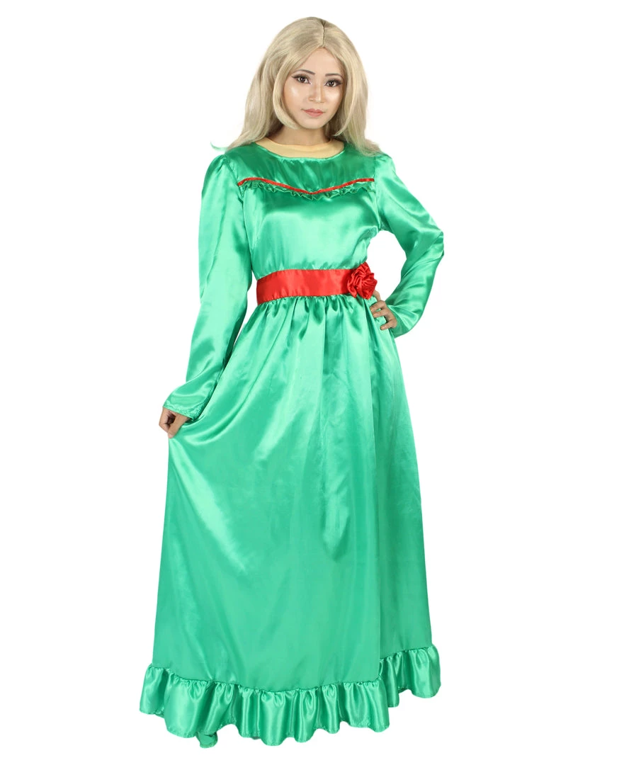 HPO Women's Evil Annabella Doll | White Long Maxi Dress In Satin-Feel | Premium Horror Halloween Costume 31 HPO Women's Evil Annabella Doll | White Long Maxi Dress In Satin-Feel | Premium Horror Halloween Costume