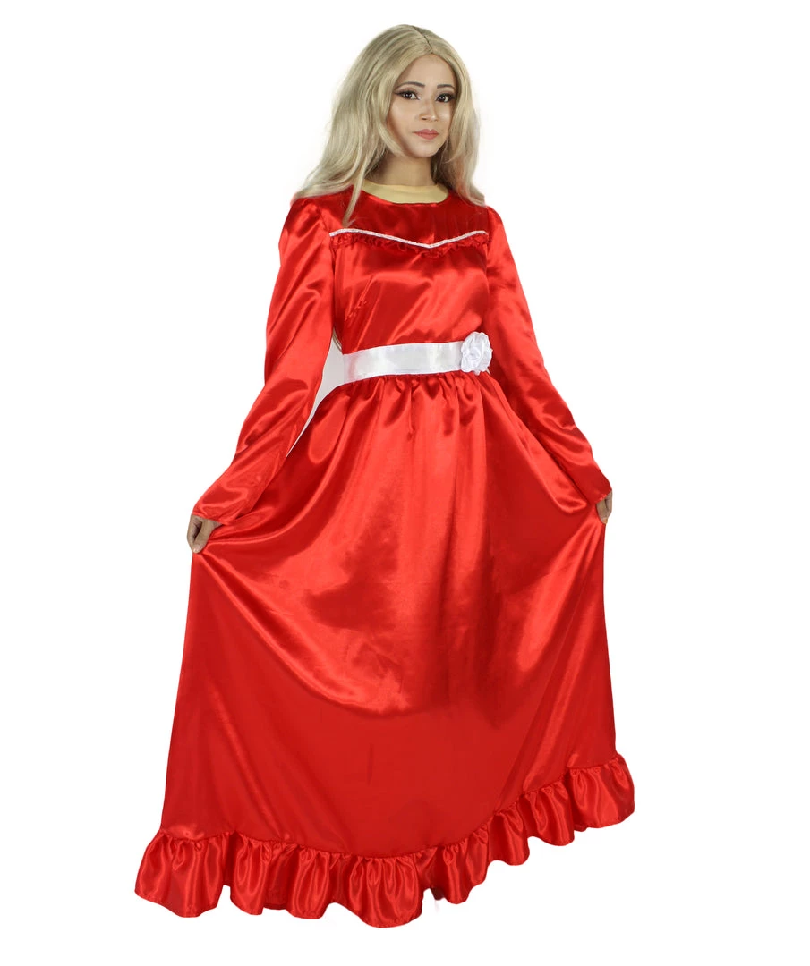 HPO Women's Evil Annabella Doll | White Long Maxi Dress In Satin-Feel | Premium Horror Halloween Costume 15 HPO Women's Evil Annabella Doll | White Long Maxi Dress In Satin-Feel | Premium Horror Halloween Costume