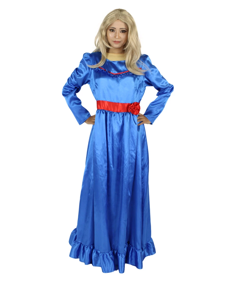 HPO Women's Evil Annabella Doll | White Long Maxi Dress In Satin-Feel | Premium Horror Halloween Costume 45 HPO Women's Evil Annabella Doll | White Long Maxi Dress In Satin-Feel | Premium Horror Halloween Costume