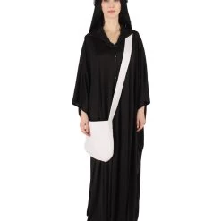 HPO Adult Women's Robe Handmaid Costume With Bag And Bonnet | Black Cosplay Costume