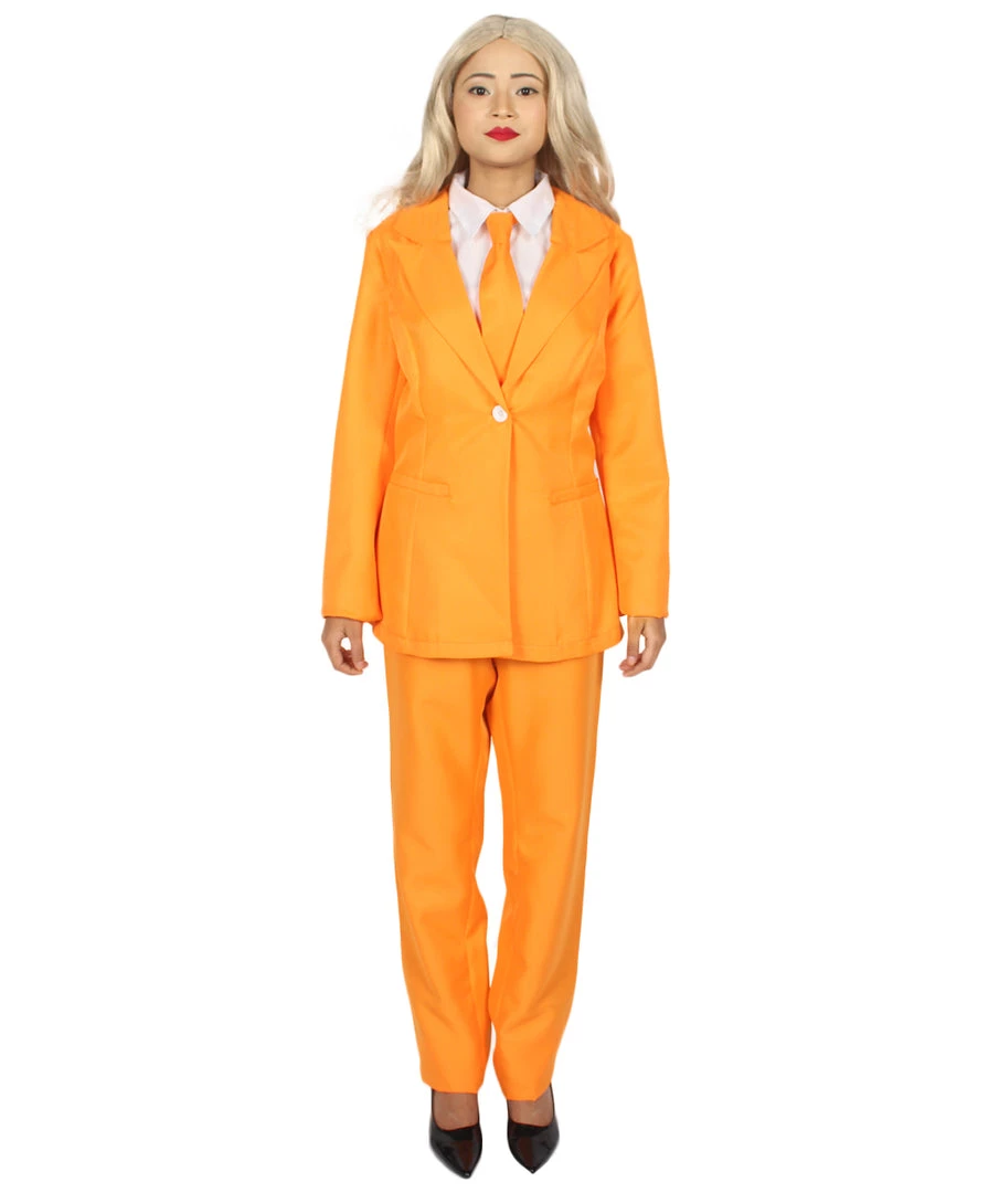 HPO Adult Women's EXCLUSIVE! Deluxe Singer Summer Party Suit Costume | Orange Cosplay Costume 2 HPO Adult Women's EXCLUSIVE! Deluxe Singer Summer Party Suit Costume | Orange Cosplay Costume