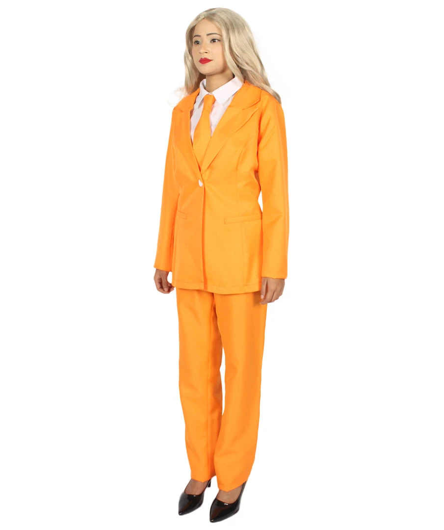 HPO Adult Women's EXCLUSIVE! Deluxe Singer Summer Party Suit Costume | Orange Cosplay Costume 3 HPO Adult Women's EXCLUSIVE! Deluxe Singer Summer Party Suit Costume | Orange Cosplay Costume