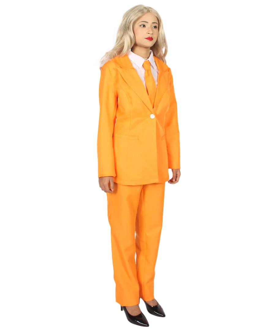 HPO Adult Women's EXCLUSIVE! Deluxe Singer Summer Party Suit Costume | Orange Cosplay Costume 7 HPO Adult Women's EXCLUSIVE! Deluxe Singer Summer Party Suit Costume | Orange Cosplay Costume