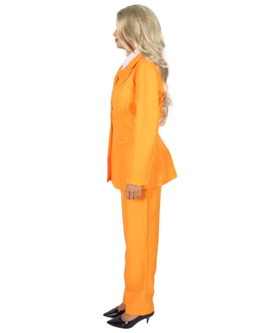 HPO Adult Women's EXCLUSIVE! Deluxe Singer Summer Party Suit Costume | Orange Cosplay Costume 4 HPO Adult Women's EXCLUSIVE! Deluxe Singer Summer Party Suit Costume | Orange Cosplay Costume