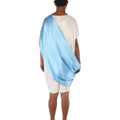 HPO Adult Men's Greek Toga Historical Costume White And Blue Costume