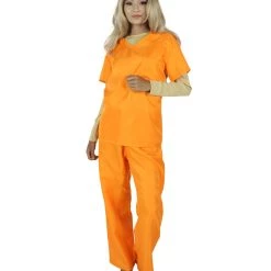 HPO Adult Women's Prisoner Uniform Costume | Orange Cosplay Costume