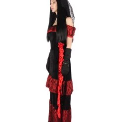 HPO Adult Women Day Of The Dead Bridal Costume | Black & Red Halloween Costume 10 HPO Adult Women Day Of The Dead Bridal Costume | Black & Red Halloween Costume