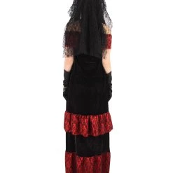 HPO Adult Women Day Of The Dead Bridal Costume | Black & Red Halloween Costume 12 HPO Adult Women Day Of The Dead Bridal Costume | Black & Red Halloween Costume