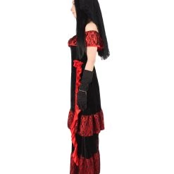 HPO Adult Women Day Of The Dead Bridal Costume | Black & Red Halloween Costume 11 HPO Adult Women Day Of The Dead Bridal Costume | Black & Red Halloween Costume