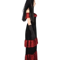 HPO Adult Women Day Of The Dead Bridal Costume | Black & Red Halloween Costume 13 HPO Adult Women Day Of The Dead Bridal Costume | Black & Red Halloween Costume