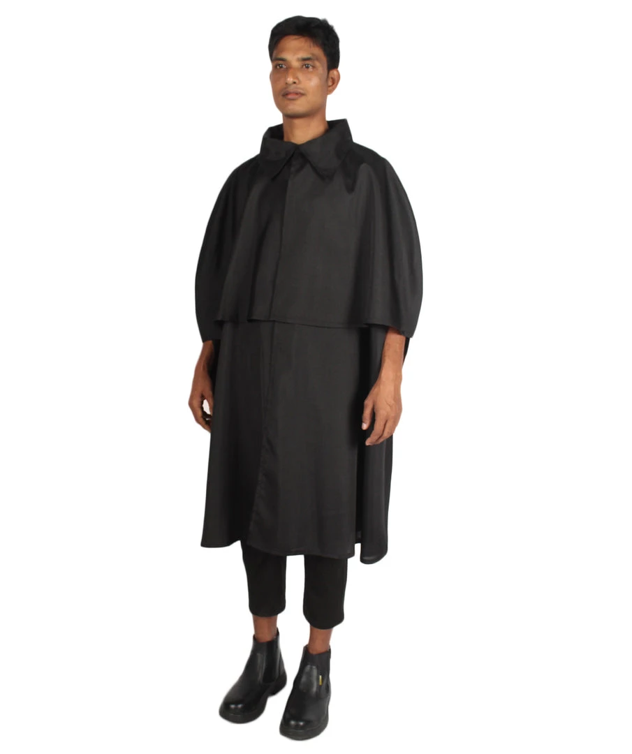 HPO Adult Men's Sherlock Holmes Cloak Cape Costume | Black Halloween Costume 3 HPO Adult Men's Sherlock Holmes Cloak Cape Costume | Black Halloween Costume