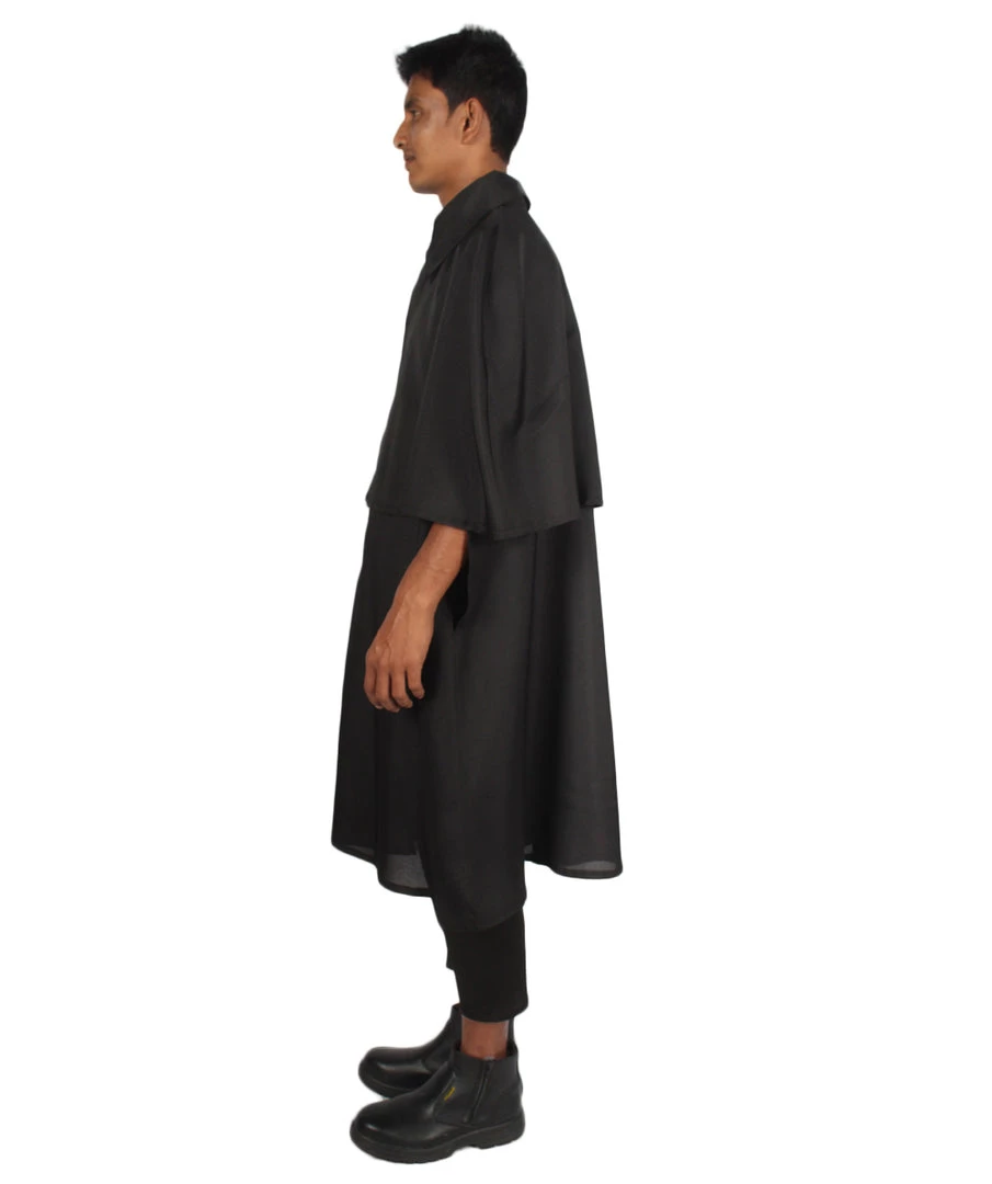 HPO Adult Men's Sherlock Holmes Cloak Cape Costume | Black Halloween Costume 4 HPO Adult Men's Sherlock Holmes Cloak Cape Costume | Black Halloween Costume