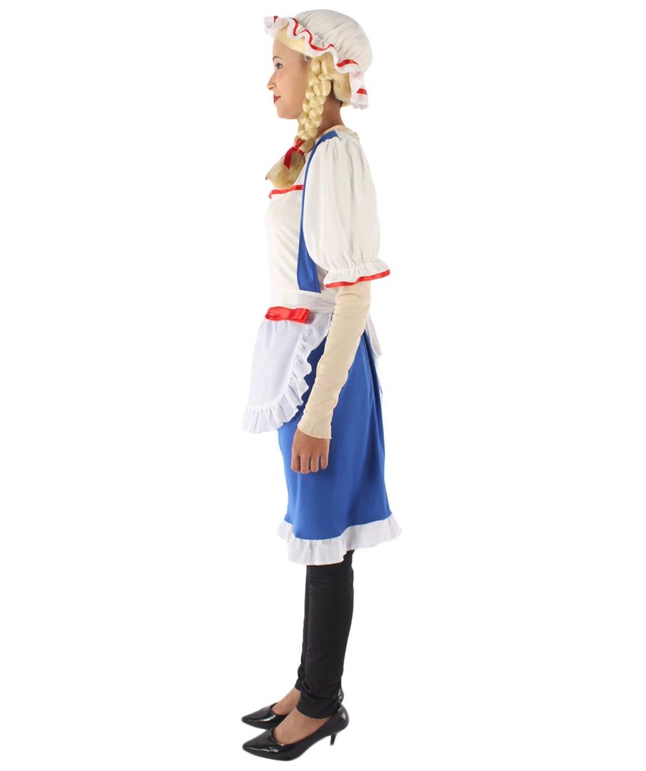 HPO Adult Women's Cheerful Rag Doll Storybook & Fairytale Costume | Blue & White Cosplay Costume 4 HPO Adult Women's Cheerful Rag Doll Storybook & Fairytale Costume | Blue & White Cosplay Costume