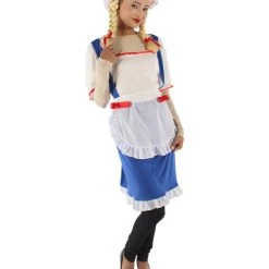 HPO Adult Women's Cheerful Rag Doll Storybook & Fairytale Costume | Blue & White Cosplay Costume