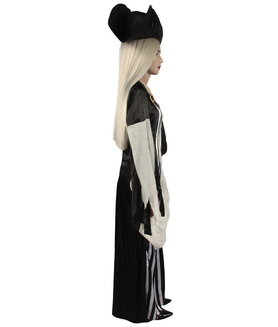 HPO Adult Women Ghost Pirate Costume | Black & White Cosplay Halloween Costume Men's 5 HPO Adult Women Ghost Pirate Costume | Black & White Cosplay Halloween Costume Men's