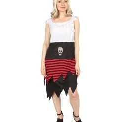 HPO Adult Women PIRATE BUCCANEER COSTUME | Black, White & Red Halloween Costume Men's 20 HPO Adult Women PIRATE BUCCANEER COSTUME | Black, White & Red Halloween Costume Men's