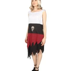 HPO Adult Women PIRATE BUCCANEER COSTUME | Black, White & Red Halloween Costume Men's 13 HPO Adult Women PIRATE BUCCANEER COSTUME | Black, White & Red Halloween Costume Men's