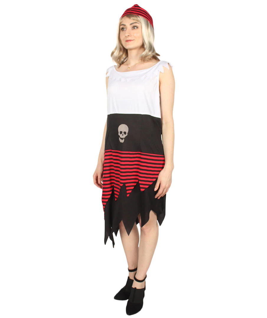 HPO Adult Women PIRATE BUCCANEER COSTUME | Black, White & Red Halloween Costume Men's 3 HPO Adult Women PIRATE BUCCANEER COSTUME | Black, White & Red Halloween Costume Men's