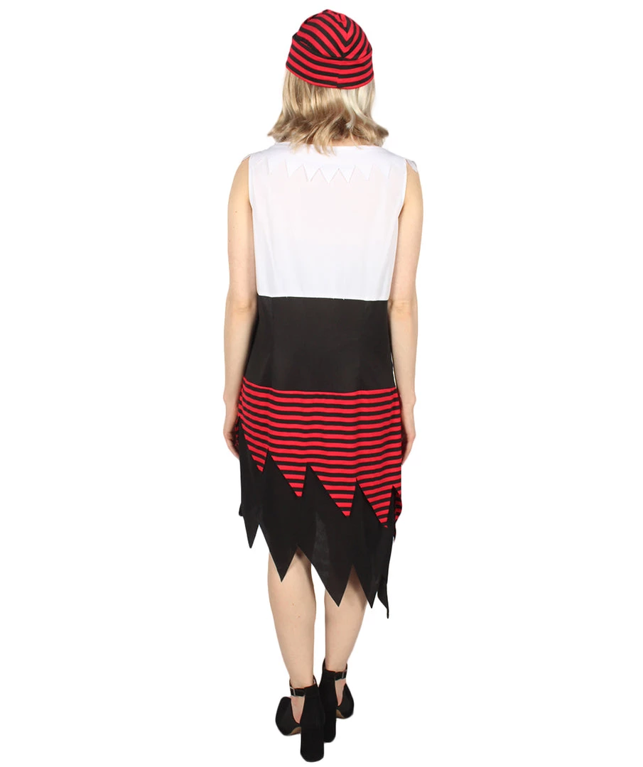HPO Adult Women PIRATE BUCCANEER COSTUME | Black, White & Red Halloween Costume Men's 5 HPO Adult Women PIRATE BUCCANEER COSTUME | Black, White & Red Halloween Costume Men's