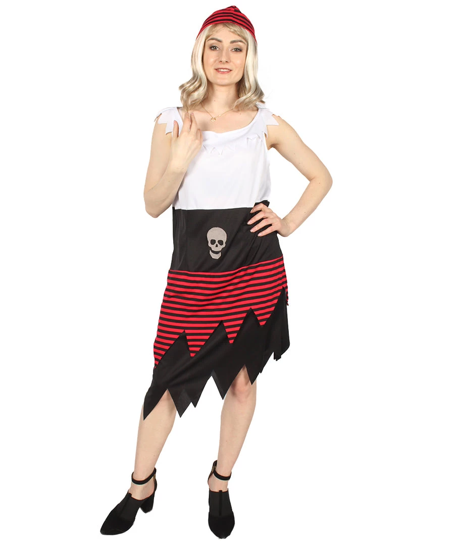 HPO Adult Women PIRATE BUCCANEER COSTUME | Black, White & Red Halloween Costume Men's 1 HPO Adult Women PIRATE BUCCANEER COSTUME | Black, White & Red Halloween Costume Men's