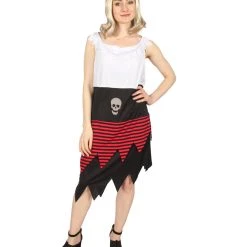 HPO Adult Women PIRATE BUCCANEER COSTUME | Black, White & Red Halloween Costume Men's 18 HPO Adult Women PIRATE BUCCANEER COSTUME | Black, White & Red Halloween Costume Men's