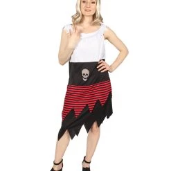 HPO Adult Women PIRATE BUCCANEER COSTUME | Black, White & Red Halloween Costume Men's 19 HPO Adult Women PIRATE BUCCANEER COSTUME | Black, White & Red Halloween Costume Men's
