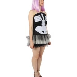 HPO Men's Adult Women Skeleton Costume | Black & White Halloween Costume