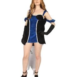 HPO Adult Women Queen Of Hell Costume | Blue & Black Halloween Costume 20 HPO Adult Women Queen Of Hell Costume | Blue & Black Halloween Costume