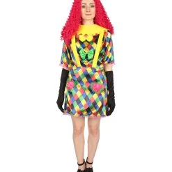 HPO Men's Adult Women FEVER Colorful CLOWN COSTUME | Multicolored Cosplay Costume