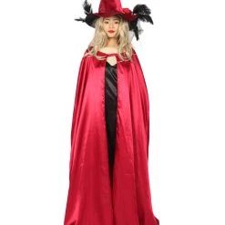 HPO Adult Women Vampire Cape Costume | Red & Black Halloween Costume