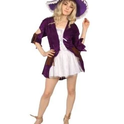 HPO Men's Adult Women Ghost Ship Pirate Costume | White & Dark Purple Cosplay Costume