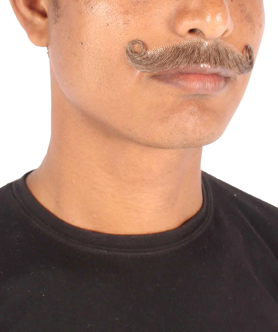 Men's Imperial Curly Mustache | Human Facial Hair | Multiple Color Options | HPO 9 Men's Imperial Curly Mustache | Human Facial Hair | Multiple Color Options | HPO