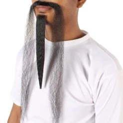HPO Mens Extra Long Black Emperor Beard - Stage Ready Mustache Perfect For Cosplay, Drag, And Performance Men's 9 HPO Mens Extra Long Black Emperor Beard - Stage Ready Mustache Perfect For Cosplay, Drag, And Performance Men's