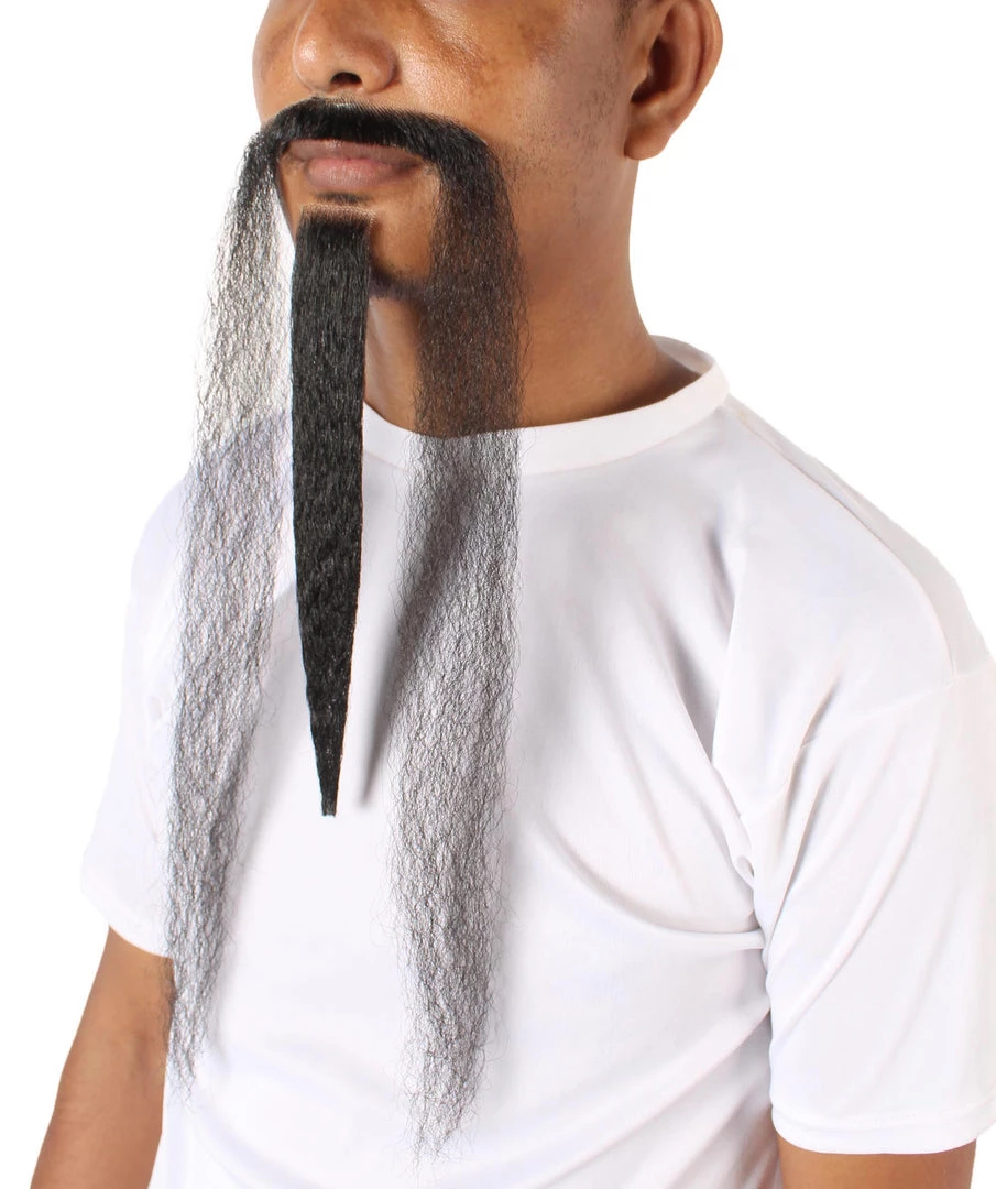 HPO Mens Extra Long Black Emperor Beard - Stage Ready Mustache Perfect For Cosplay, Drag, And Performance Men's 3 HPO Mens Extra Long Black Emperor Beard - Stage Ready Mustache Perfect For Cosplay, Drag, And Performance Men's