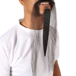 HPO Mens Extra Long Black Emperor Beard - Stage Ready Mustache Perfect For Cosplay, Drag, And Performance Men's 13 HPO Mens Extra Long Black Emperor Beard - Stage Ready Mustache Perfect For Cosplay, Drag, And Performance Men's