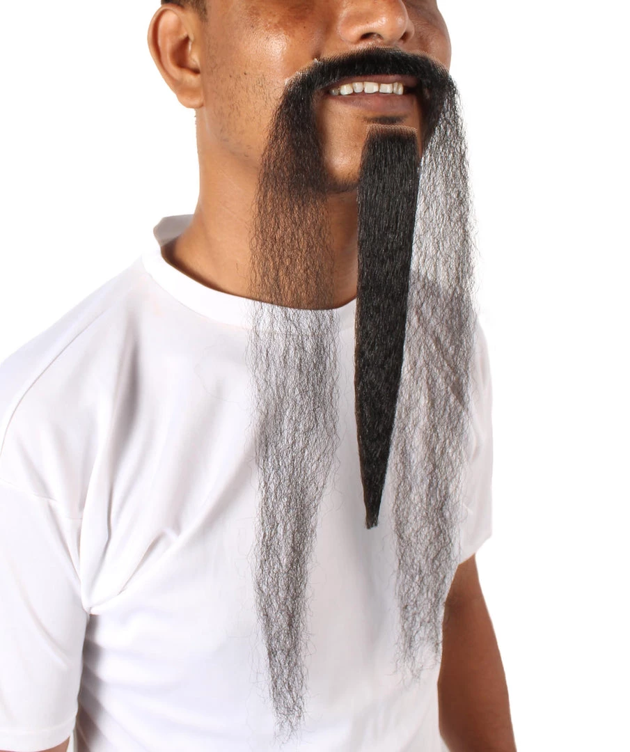 HPO Mens Extra Long Black Emperor Beard - Stage Ready Mustache Perfect For Cosplay, Drag, And Performance Men's 7 HPO Mens Extra Long Black Emperor Beard - Stage Ready Mustache Perfect For Cosplay, Drag, And Performance Men's