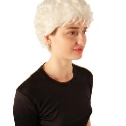 HPO Adult Women's Golden Girls Estelle White Wavy Bob Style Classic Wig