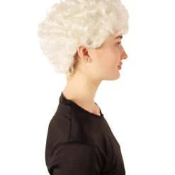 HPO Adult Women's Golden Girls Estelle White Wavy Bob Style Classic Wig