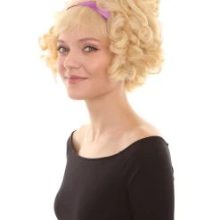 HPO Womens Curly Wig | Blonde Curly Long Curly Fancy Cosplay Halloween Wig | Premium Breathable Capless Cap