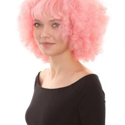 HPO Women's Short Pink Cute Curly Wavy Wig | Party Ready Fancy Cosplay Halloween Wig | Premium Breathable Capless Cap