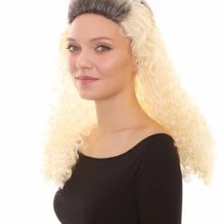HPO Womens 80s Crimp Wig | Blonde Vintage Wigs | Premium Breathable Capless Cap Women's