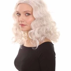 HPO Women's Womens Ice Witch Wig | White Scary Wigs | Premium Breathable Capless Cap