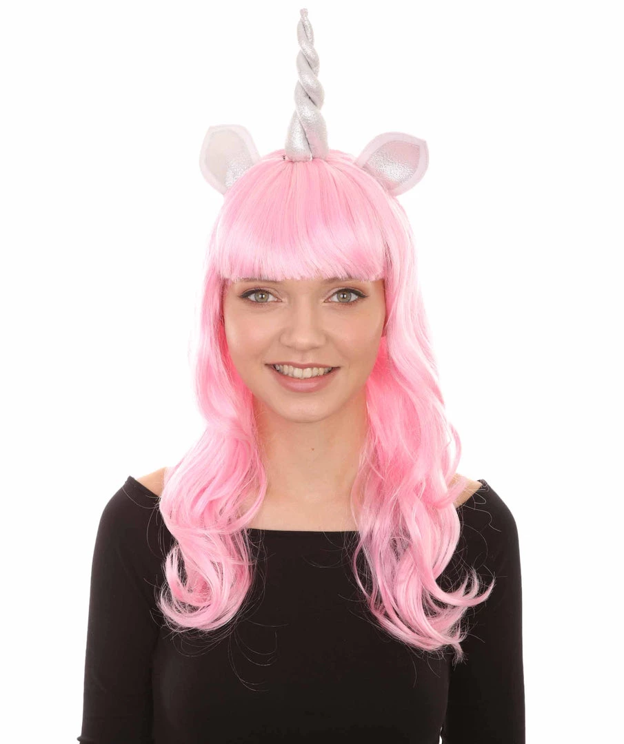 HPO Womens Unicorn Horn And Ears Wig | Pink Unicorn Wigs | Premium Breathable Capless Cap 1 HPO Womens Unicorn Horn And Ears Wig | Pink Unicorn Wigs | Premium Breathable Capless Cap
