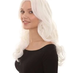 HPO Women's Womens Glow-In-The-Dark Long Curly Wavy Party Wig | GID Wigs | Premium Breathable Capless Cap
