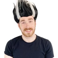 HPO Superhero Doctor Mens Wig | Black White Cosplay Halloween Wig | Premium Breathable Capless Cap