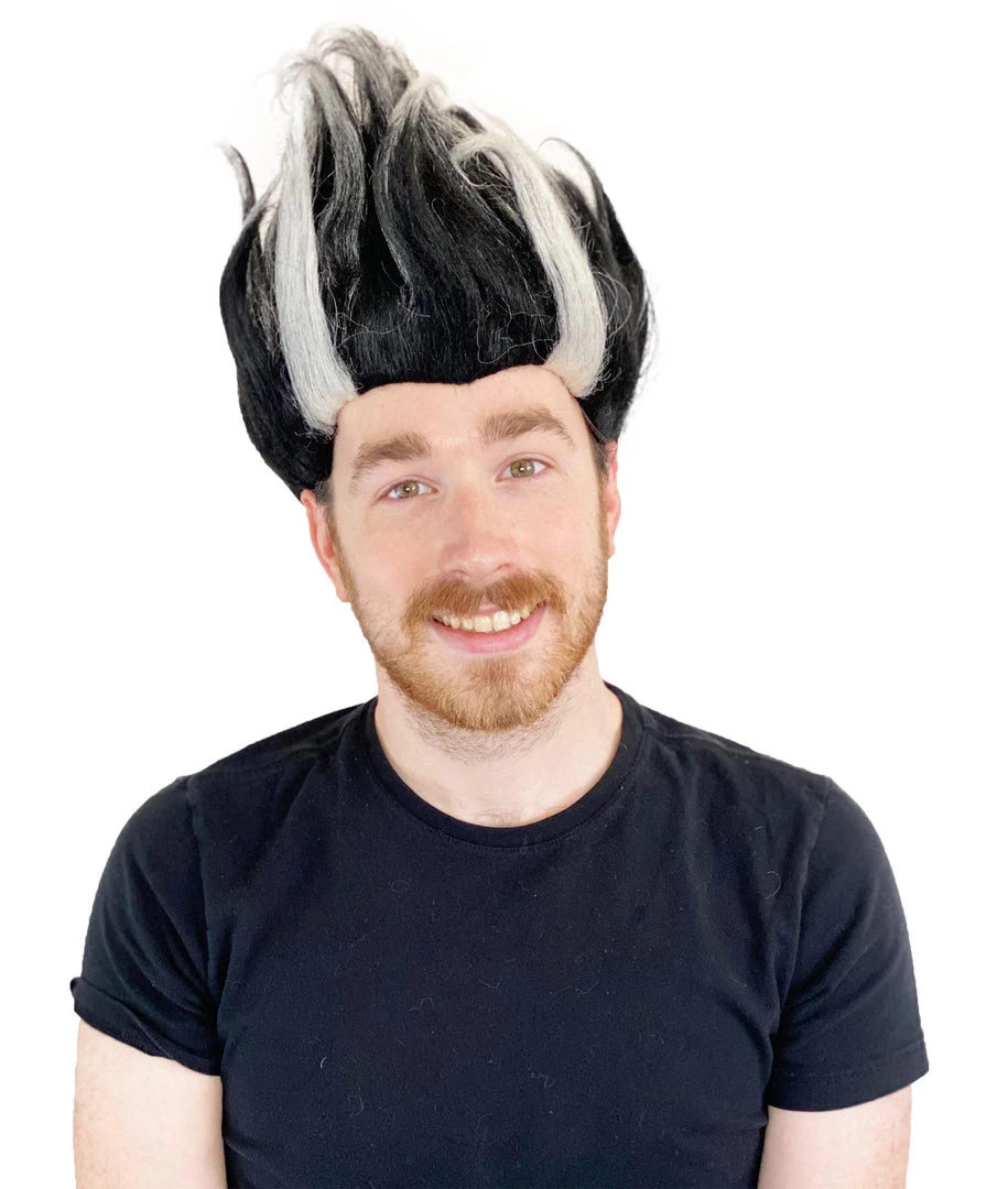 HPO Superhero Doctor Mens Wig | Black White Cosplay Halloween Wig | Premium Breathable Capless Cap 1 HPO Superhero Doctor Mens Wig | Black White Cosplay Halloween Wig | Premium Breathable Capless Cap