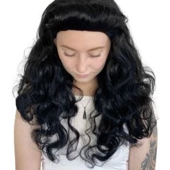 HPO Women's Womens Pin Up Babe Wig | Black Natural Looking Traditional Wig | Premium Breathable Capless Cap