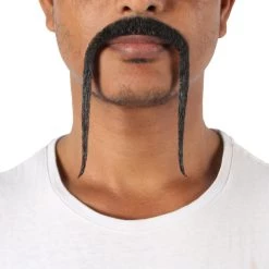 HPO Adult Men's Fu Manchu Fake Human Hair Mustache