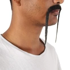HPO Adult Men's Fu Manchu Fake Human Hair Mustache 24 HPO Adult Men's Fu Manchu Fake Human Hair Mustache