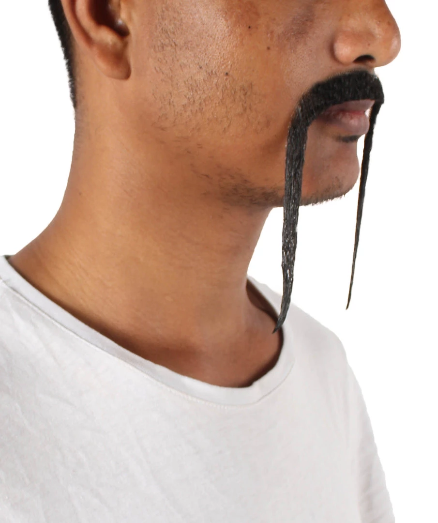 HPO Adult Men's Fu Manchu Fake Human Hair Mustache 5 HPO Adult Men's Fu Manchu Fake Human Hair Mustache